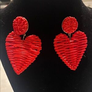Red Heart Woven Earrings